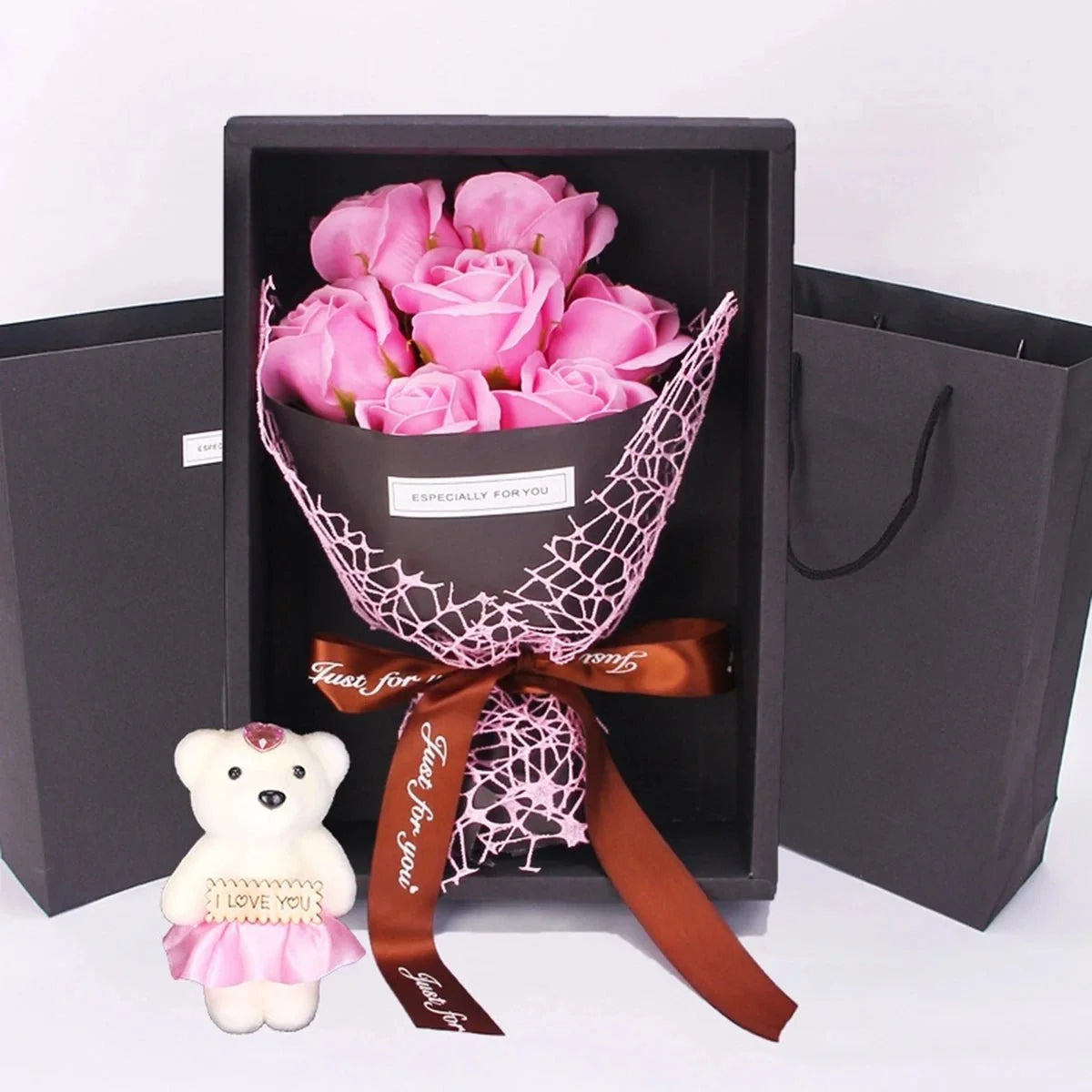 Artificial Rose Bouquet 7 Rose Heads Maintenance-Free
