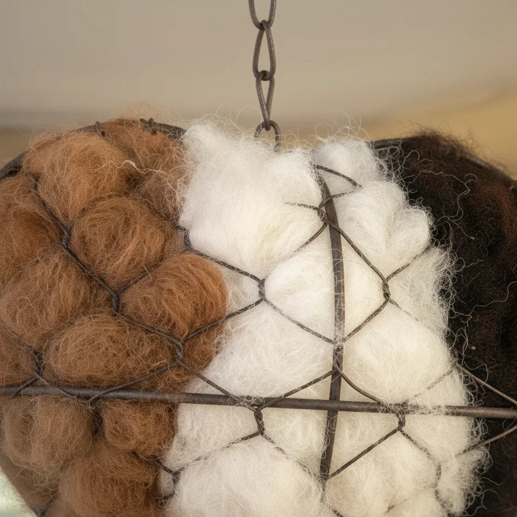 Bird Nesting Material Holder Heart-Shaped Alpaca Fiber Weatherproof