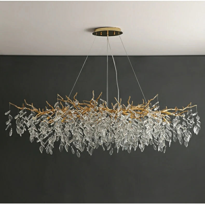 Chandelier Crystal Branch Design Brushed Aluminum Frame