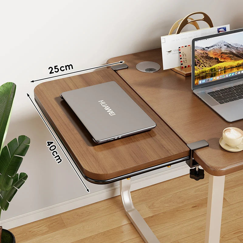Desk Extension Shelf Bamboo Clamp-On Adjustable Space-Saving Design