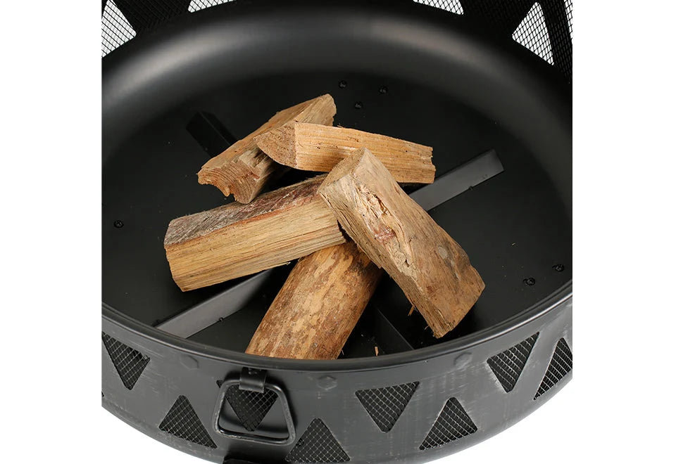 Fire Pit 30-Inch Wood-Burning With Spark Screen & Poker