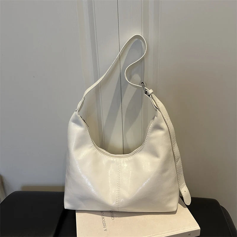 Hobo Bag Leather Slouchy Adjustable Strap Spacious Interior