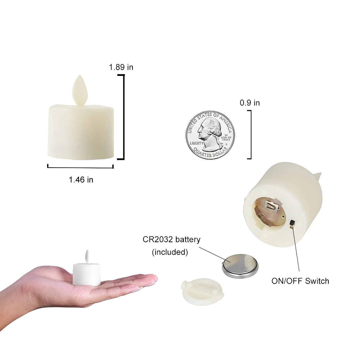 LED Candles Moving Flame Effect Remote Control & Timer