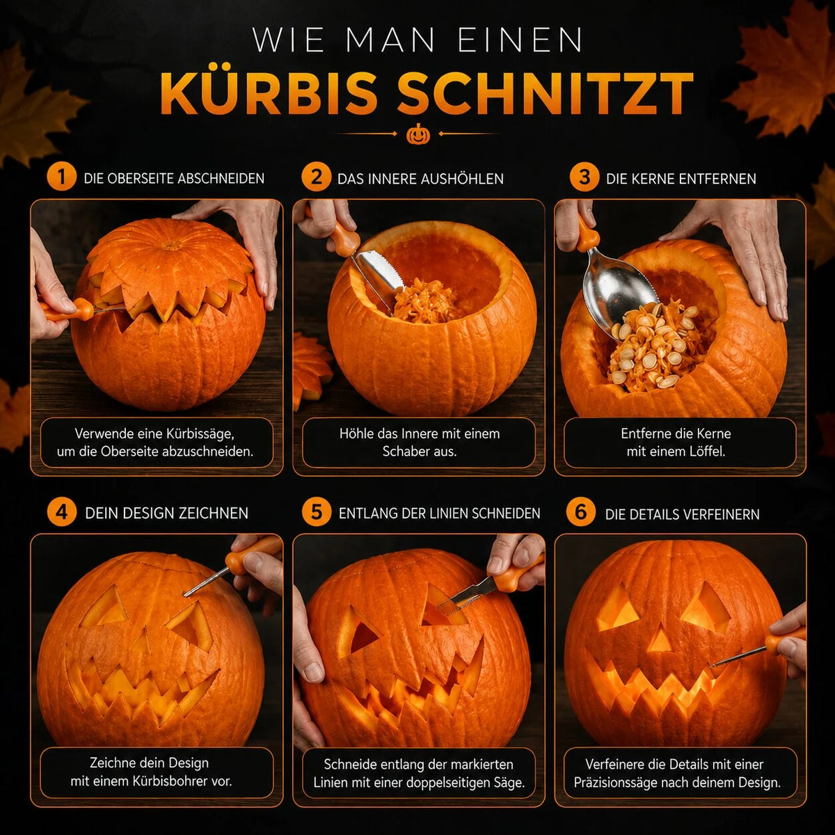 Pumpkin Carving Tool Set Stainless Steel Blades 10-Piece With Storage Pouch