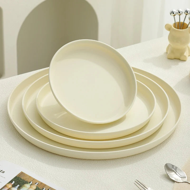 Serving Tray Round Plastic Easy-Clean Surface Multiple Sizes