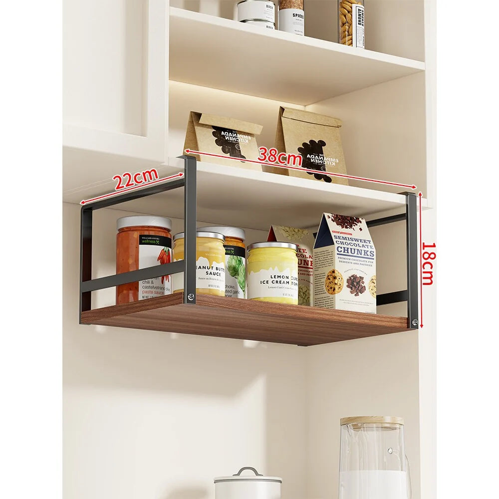 Under-Shelf Storage Rack Pull-Out Sliding Wood Base & Metal Frame