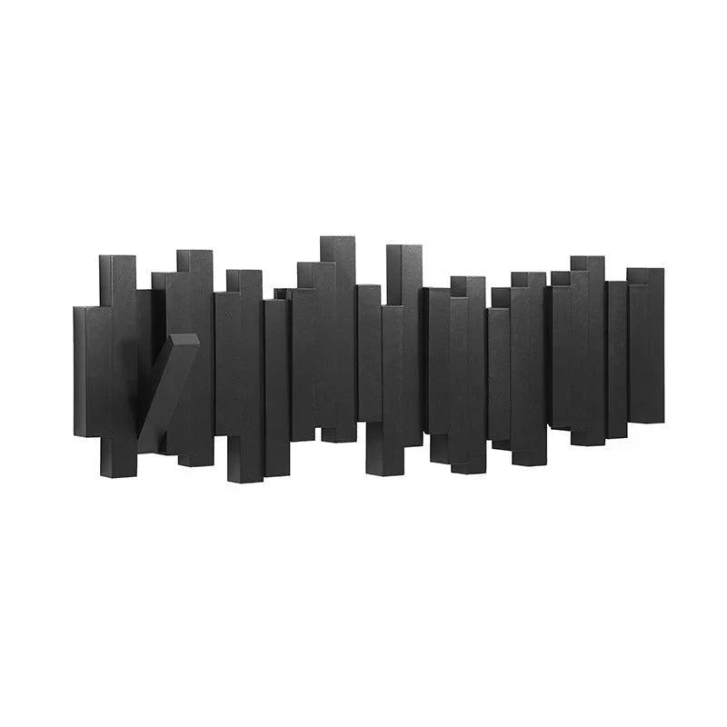 Wall-Mounted Coat Rack Wooden Self-Folding Hooks Space-Saving