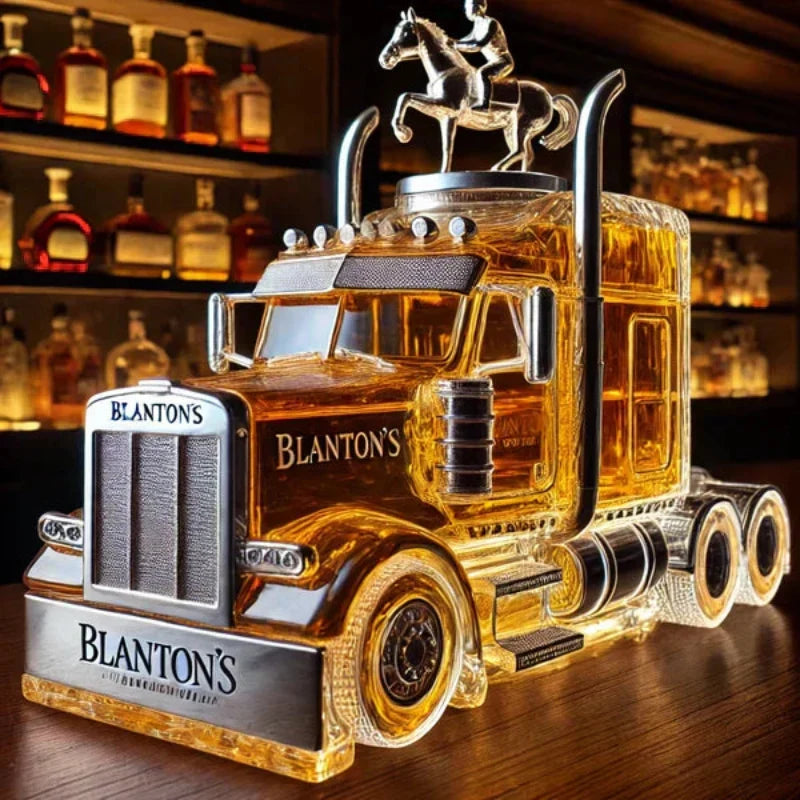 Whiskey Decanter Glass Semi-Truck Shape Home Bar Decor