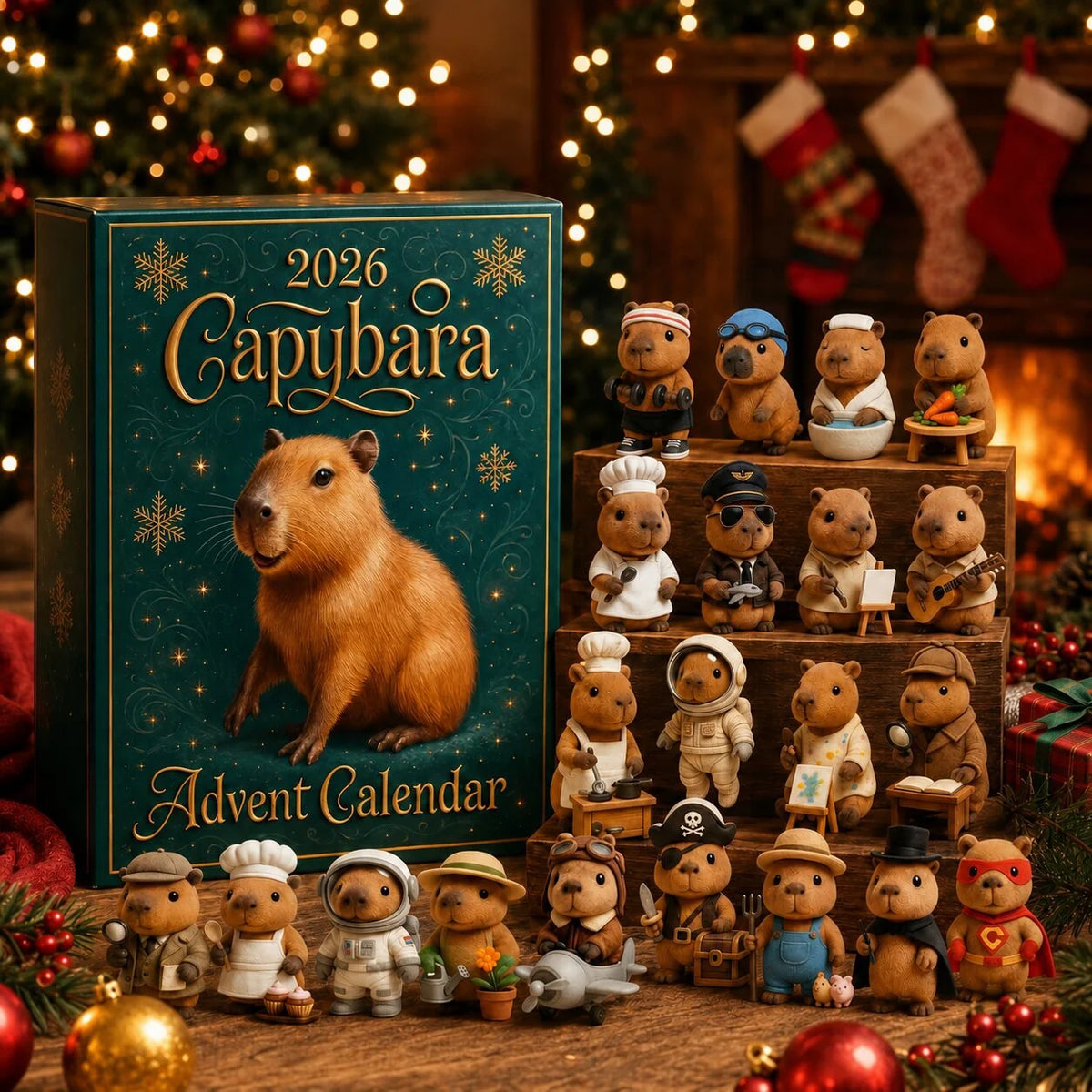 Advent Calendar Capybara Figures 24 Daily Surprises