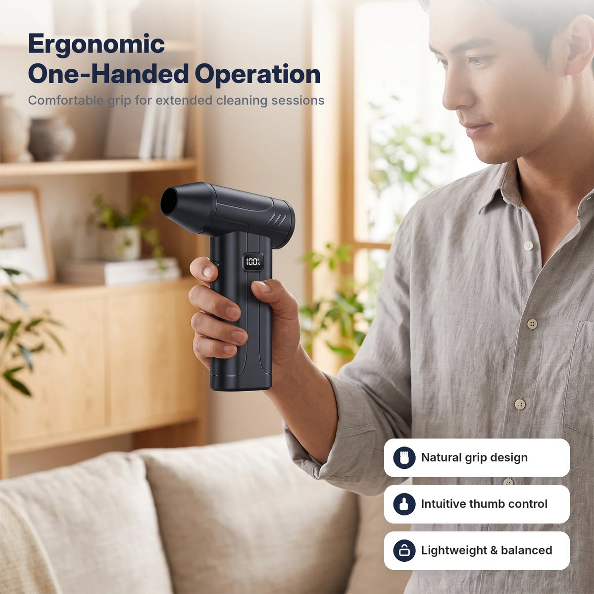 Air Duster Cordless High-Speed Built-In LED Light