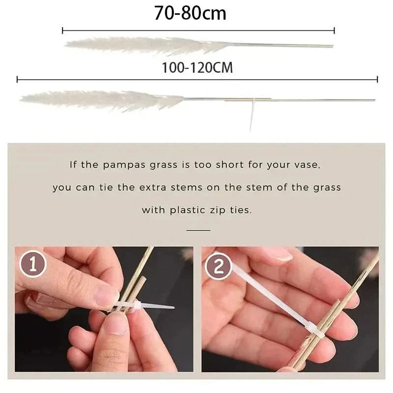 Artificial Pampas Grass Stems Plastic Natural Look 25.6-Inch Set of 5 or 10