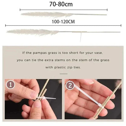 Artificial Pampas Grass Stems Plastic Natural Look 25.6-Inch Set of 5 or 10