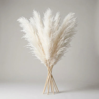 Artificial Pampas Grass Stems Plastic Natural Look 25.6-Inch Set of 5 or 10