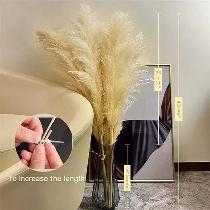 Artificial Pampas Grass Stems Plastic Natural Look 25.6-Inch Set of 5 or 10