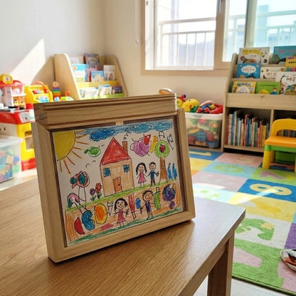 Artwork Display Frame Wood Front-Opening Built-In Storage