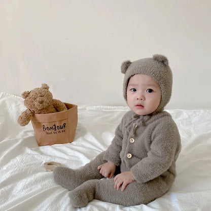 Baby Jumpsuit Soft Plush Warm Stretchy Fit
