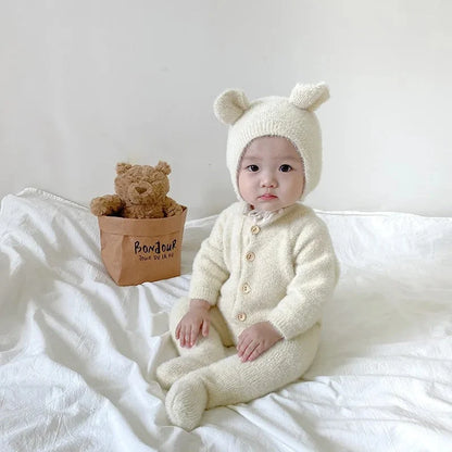 Baby Jumpsuit Soft Plush Warm Stretchy Fit
