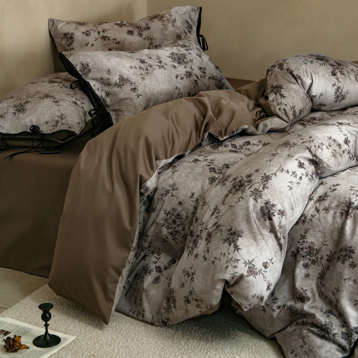 Bedding Set 100% Cotton Satin Weave Floral Pattern
