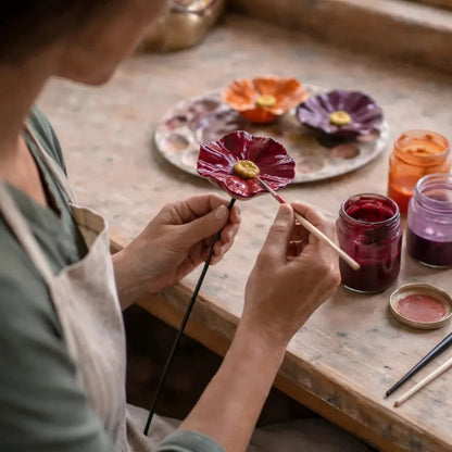 Bee Watering Stakes Glazed Ceramic Flower Cups