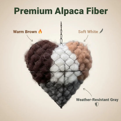 Bird Nesting Material Holder Heart-Shaped Alpaca Fiber Weatherproof
