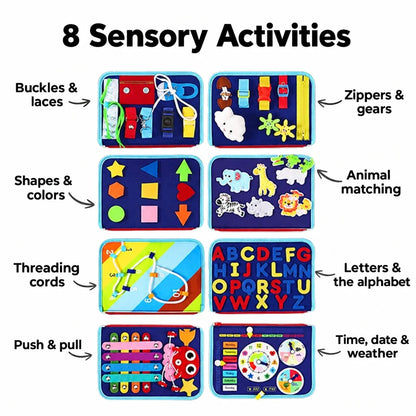 Busy Book Felt 8 Interactive Pages For Fine Motor Skills