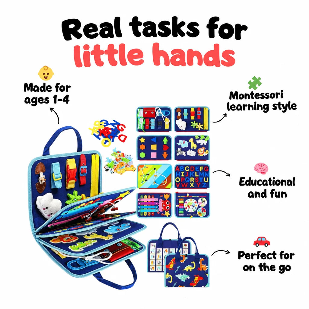 Busy Book Felt 8 Interactive Pages For Fine Motor Skills