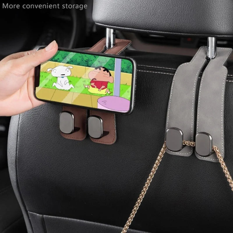 Car Headrest Hooks Foldable Double Hook 2-Pack