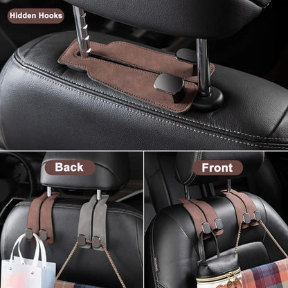 Car Headrest Hooks Foldable Double Hook 2-Pack