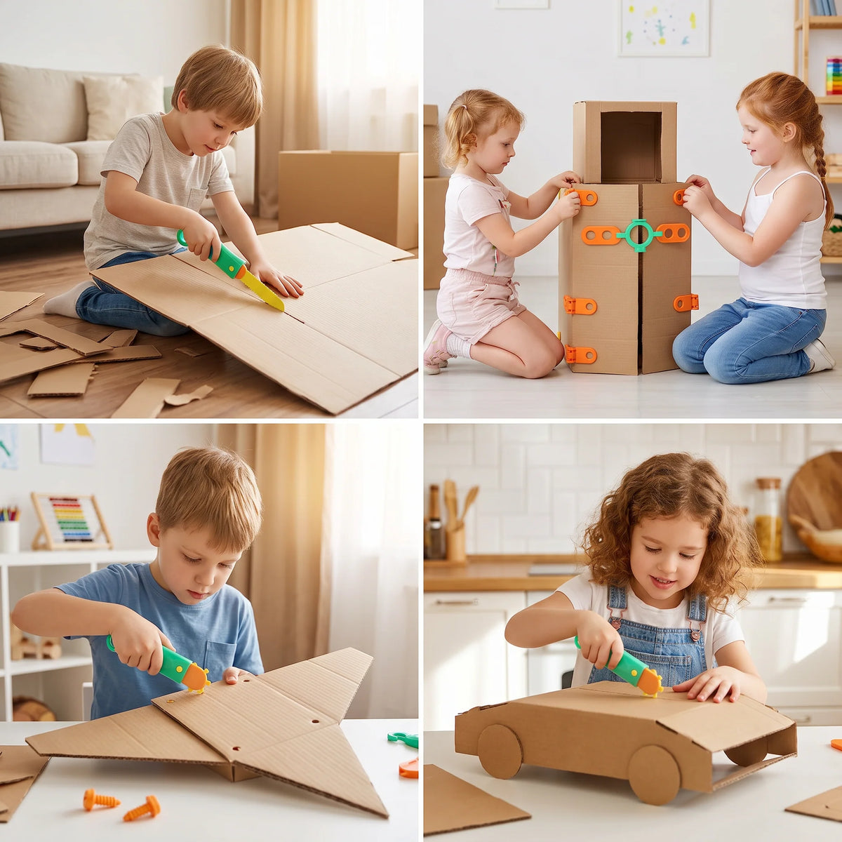 Cardboard STEM Construction Set 100 Pieces With Tools & Connectors
