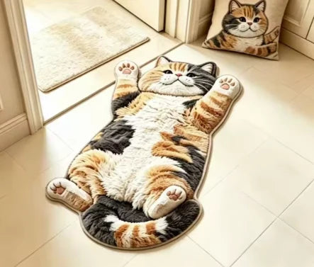 Cat Shaped Rug Soft Pile Non-Slip Washable
