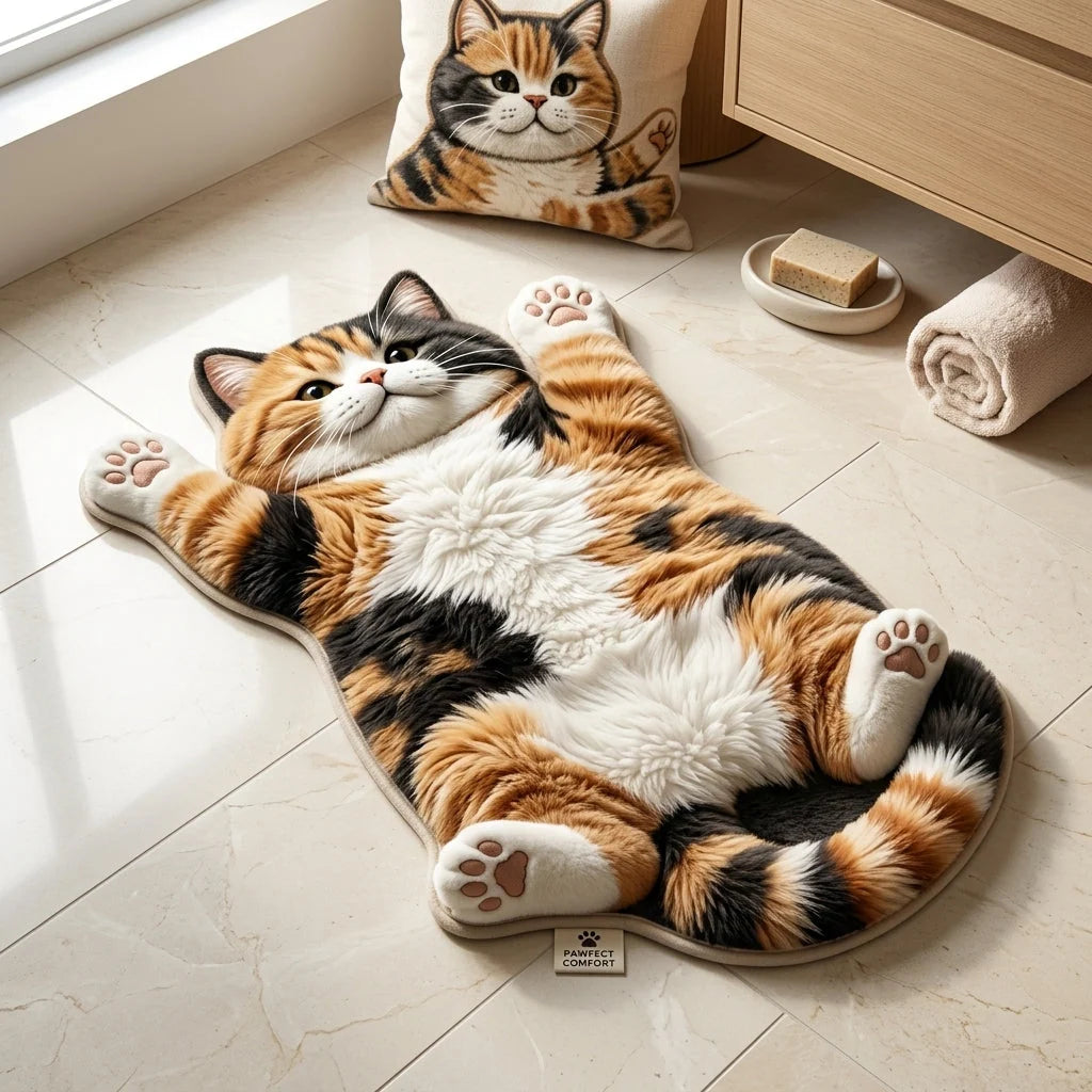 Cat Shaped Rug Soft Pile Non-Slip Washable