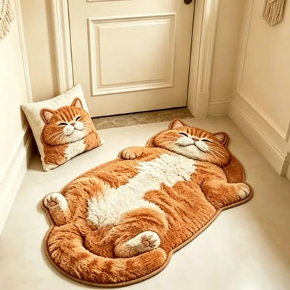 Cat Shaped Rug Soft Pile Non-Slip Washable