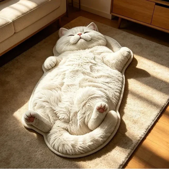Cat Shaped Rug Soft Pile Non-Slip Washable