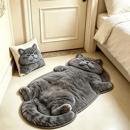 Cat Shaped Rug Soft Pile Non-Slip Washable