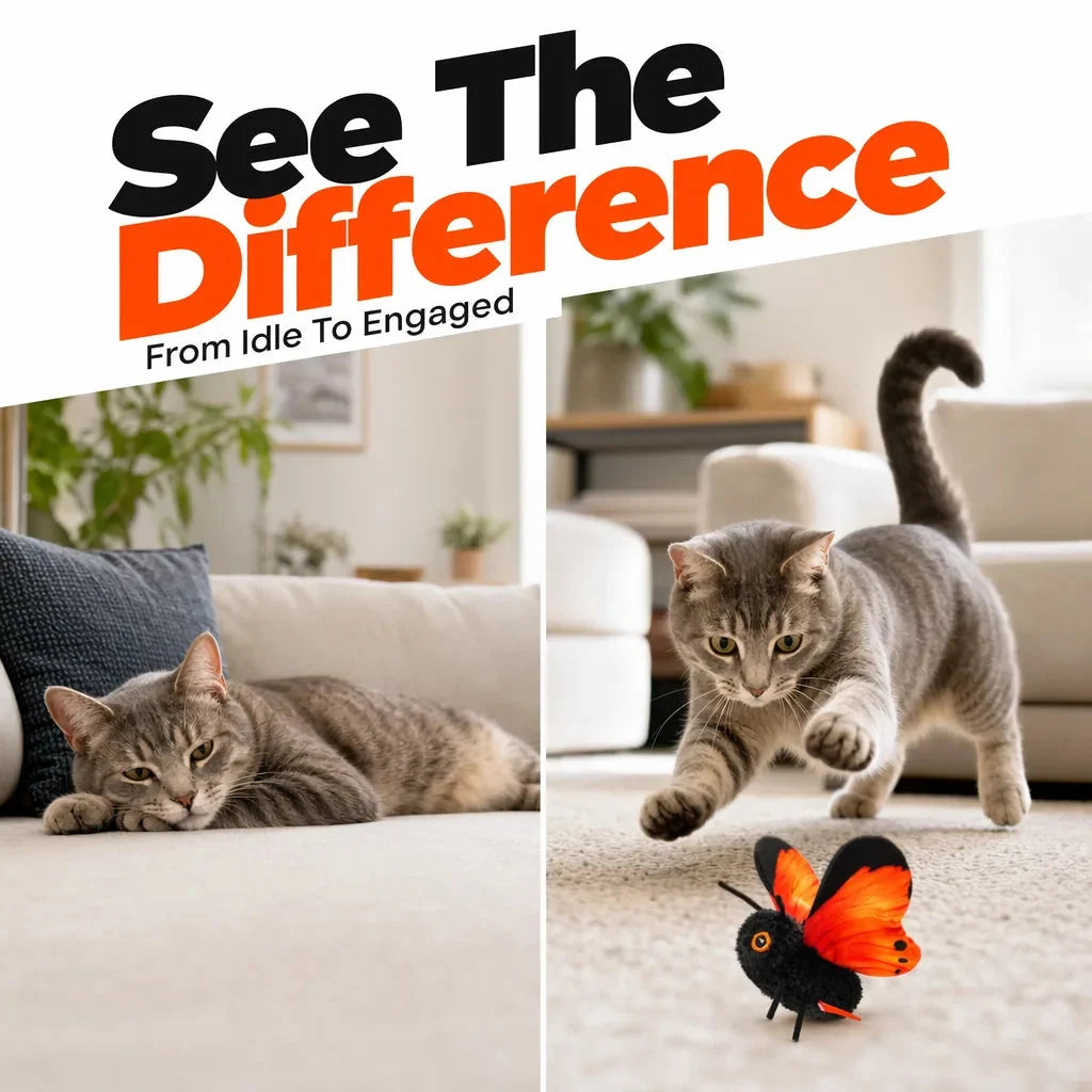 Cat Toy Interactive Flapping Butterfly Motion-Activated