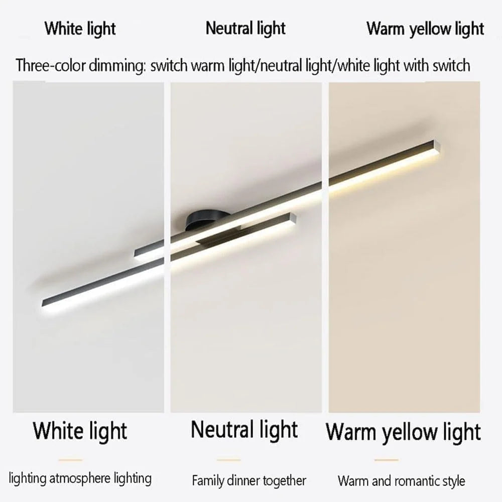 Ceiling Light Semi-Recessed Aluminum LED Three-Color Switchable