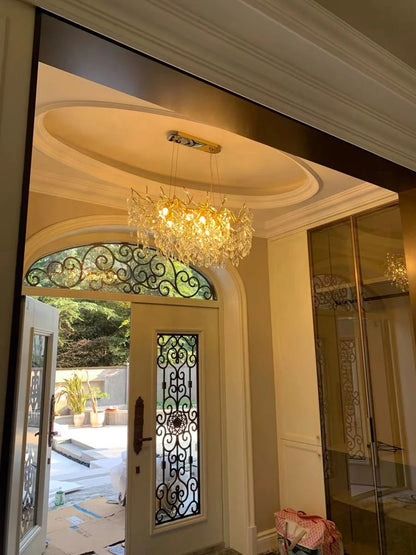 Chandelier Crystal Branch Design Brushed Aluminum Frame