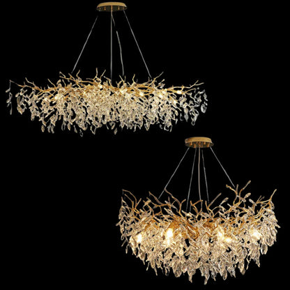 Chandelier Crystal Branch Design Brushed Aluminum Frame