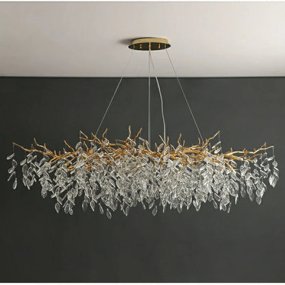 Chandelier Crystal Branch Design Brushed Aluminum Frame