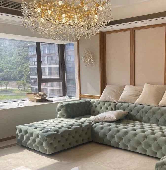 Chandelier Crystal Branch Design Brushed Aluminum Frame