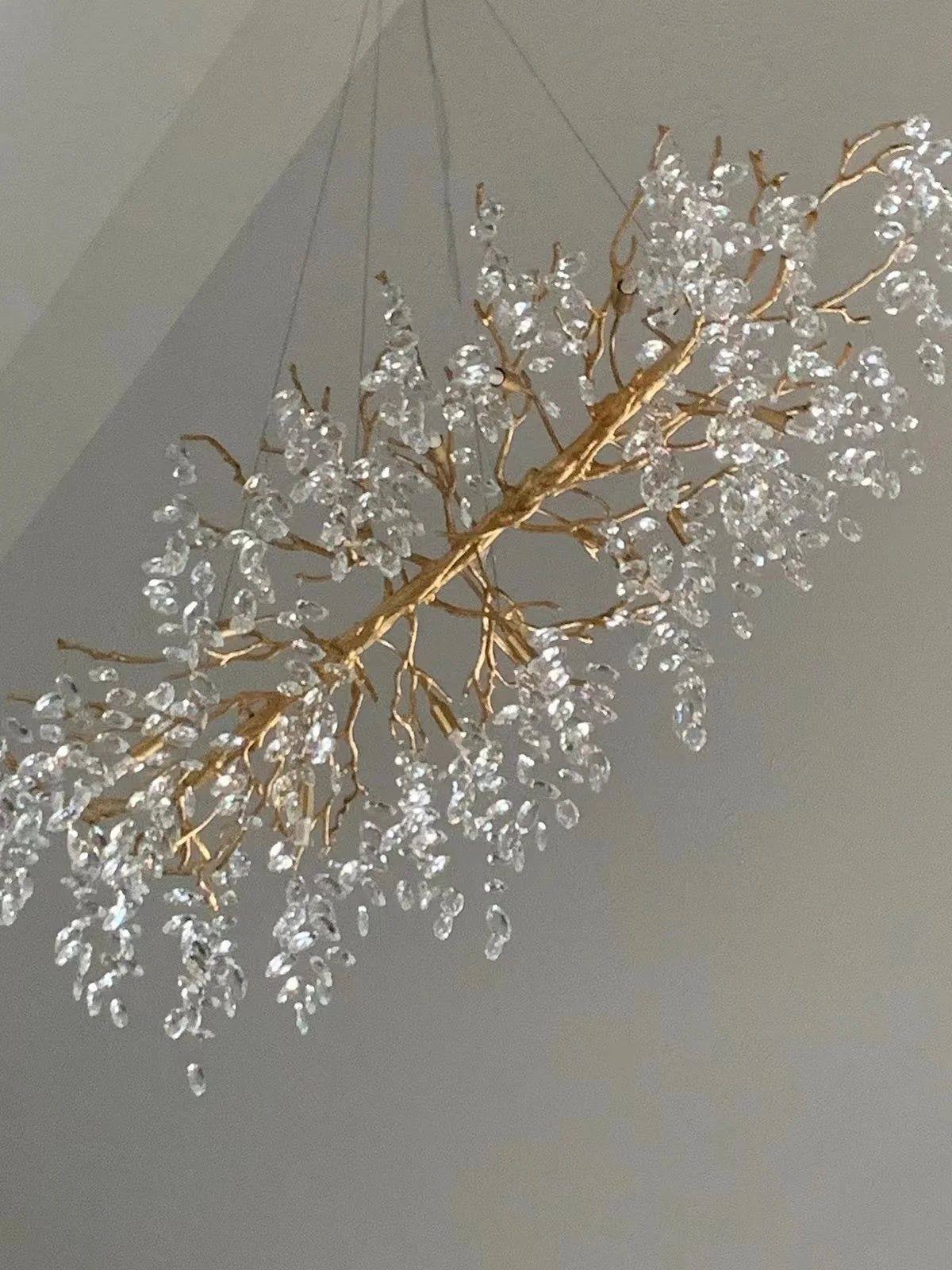 Chandelier Crystal Branch Design Brushed Aluminum Frame