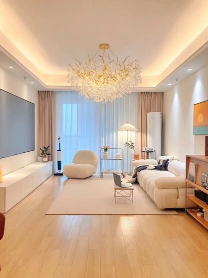 Chandelier Crystal Branch Design Brushed Aluminum Frame