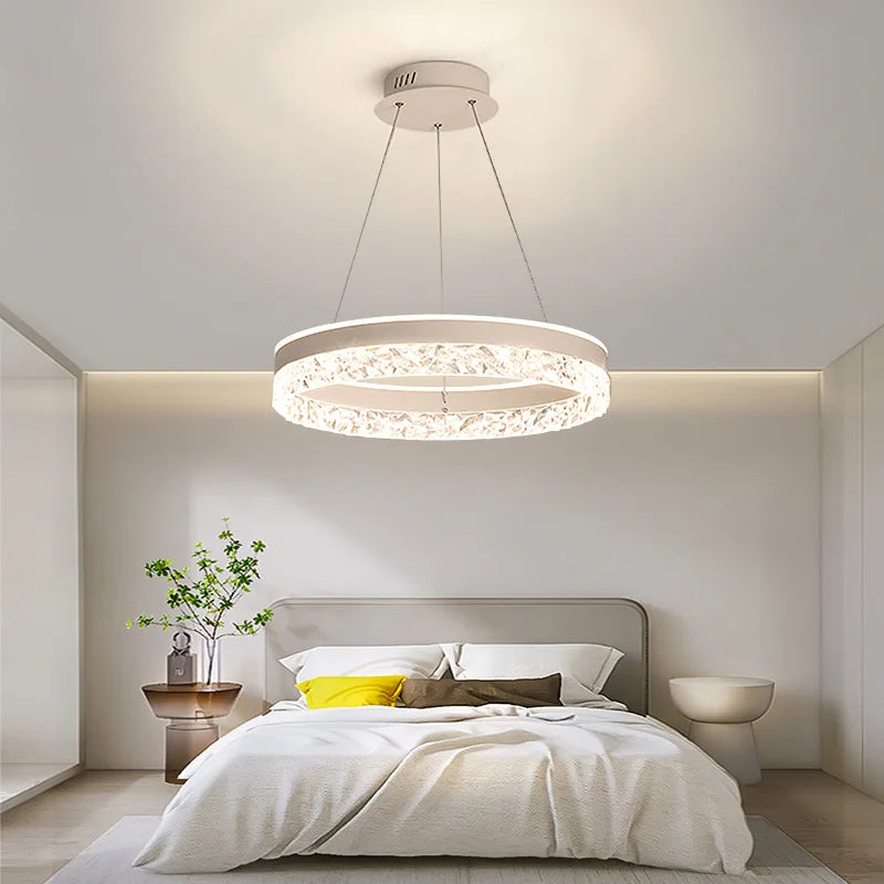 Chandelier Layered Ring Design Integrated LED Dimmable With Remote Control