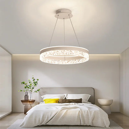 Chandelier Layered Ring Design Integrated LED Dimmable With Remote Control