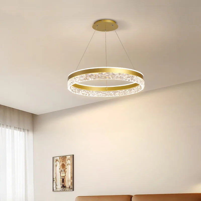 Chandelier Layered Ring Design Integrated LED Dimmable With Remote Control