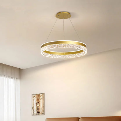 Chandelier Layered Ring Design Integrated LED Dimmable With Remote Control