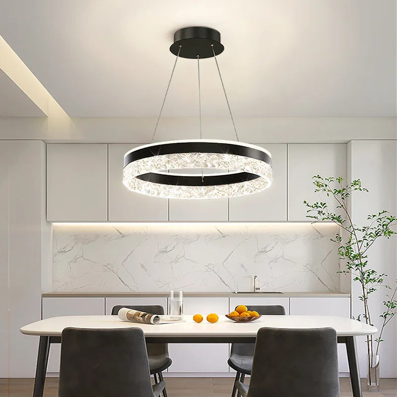 Chandelier Layered Ring Design Integrated LED Dimmable With Remote Control
