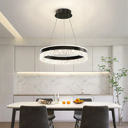 Chandelier Layered Ring Design Integrated LED Dimmable With Remote Control