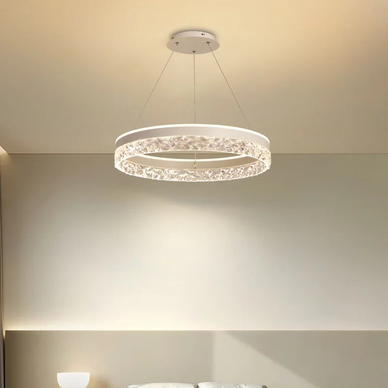 Chandelier Layered Ring Design Integrated LED Dimmable With Remote Control