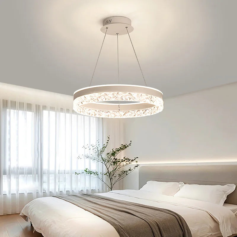 Chandelier Layered Ring Design Integrated LED Dimmable With Remote Control